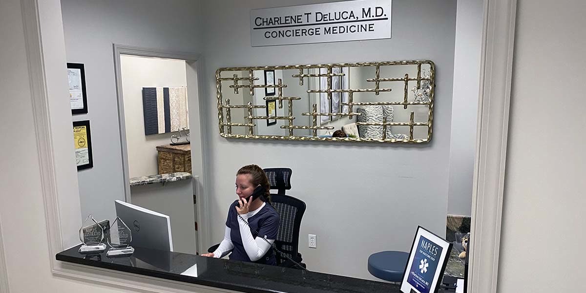 Reception desk at the Naples concierge office